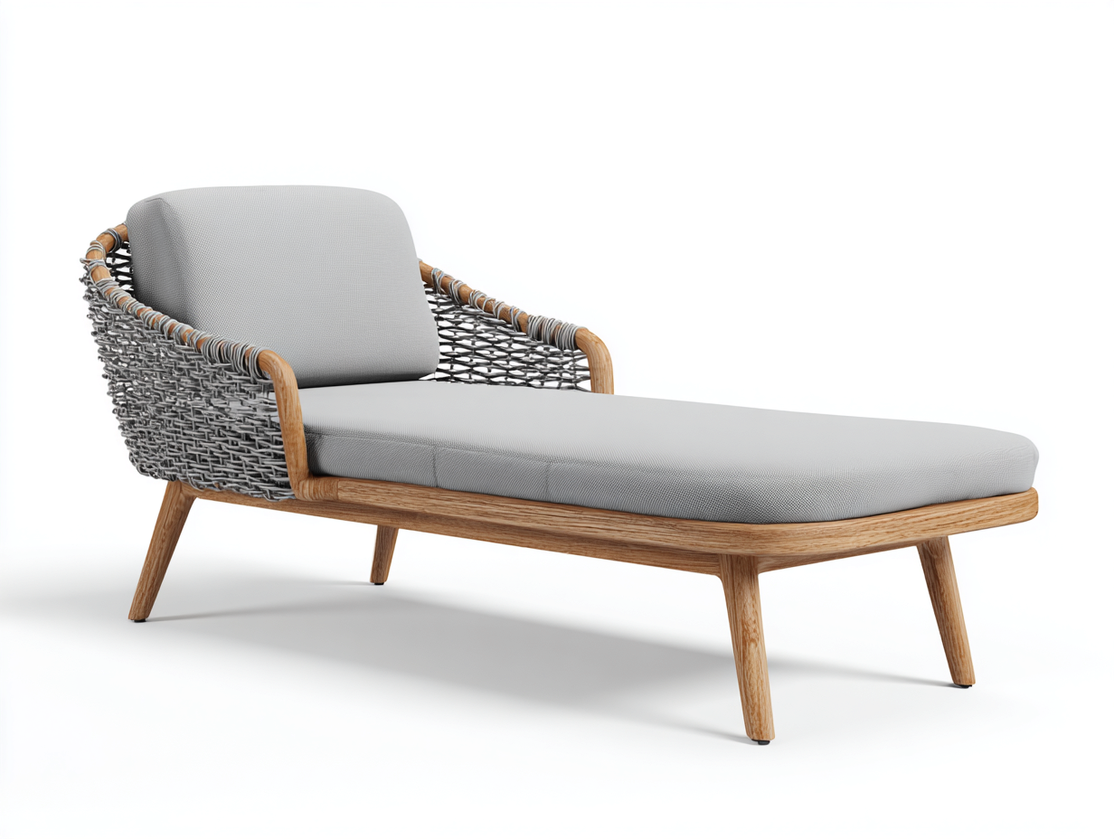 Tumbonas - madera-ratán sintético-tela - 185x72x78 cm - gris-marrón - diseño moderno para jardín y terraza-Farolohaus