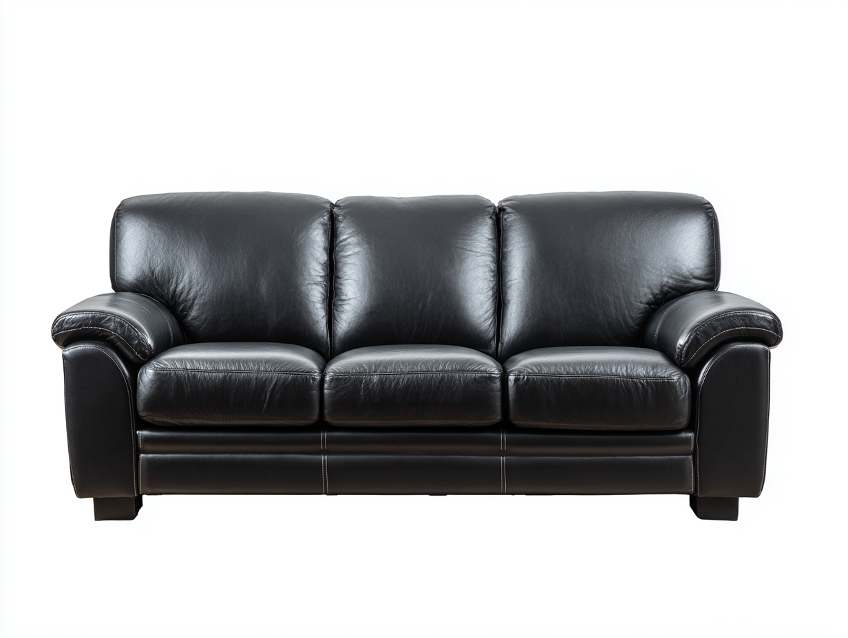 Sofás 3 plazas - piel sintética-madera - 198x88x92 cm - negro - diseño moderno para salón-Farolohaus