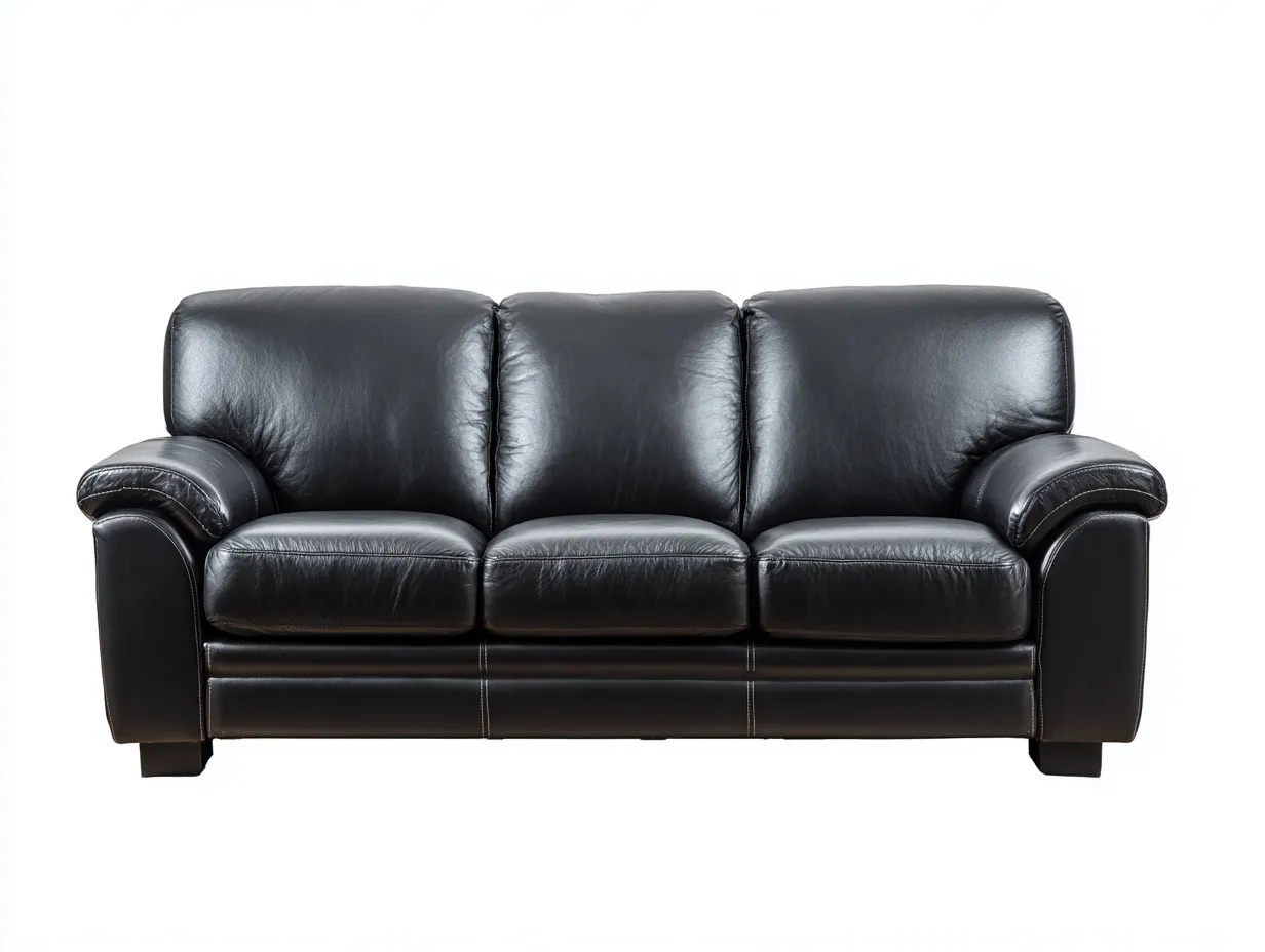 Sofás 3 plazas - piel sintética-madera - 198x88x92 cm - negro - diseño moderno para salón-Farolohaus