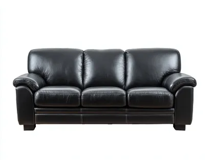 Sofás 3 plazas - piel sintética-madera - 198x88x92 cm - negro - diseño moderno para salón-Farolohaus