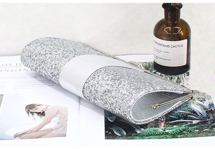YNSSK Silver Sequin Clutch Bag Bottom View