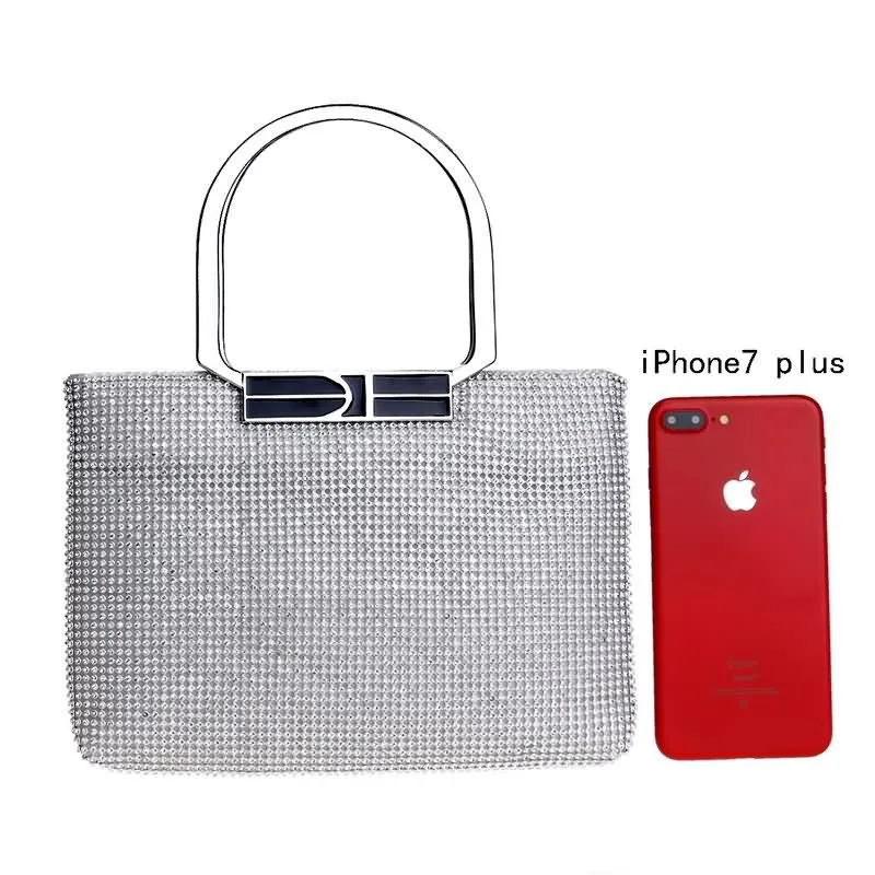YNSSK Large Silver Evening Clutch Bags Front View