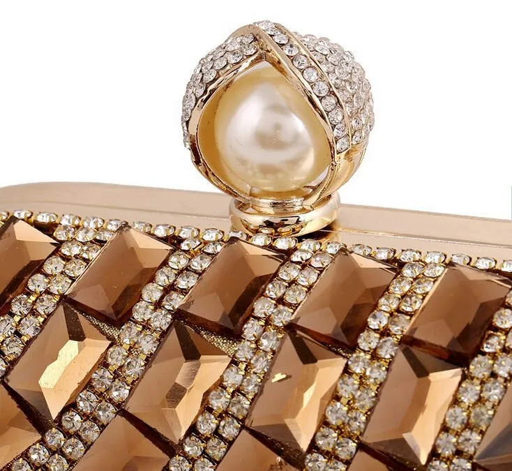 YNSSK Small Champagne Crystal Evening Handbag Snap View