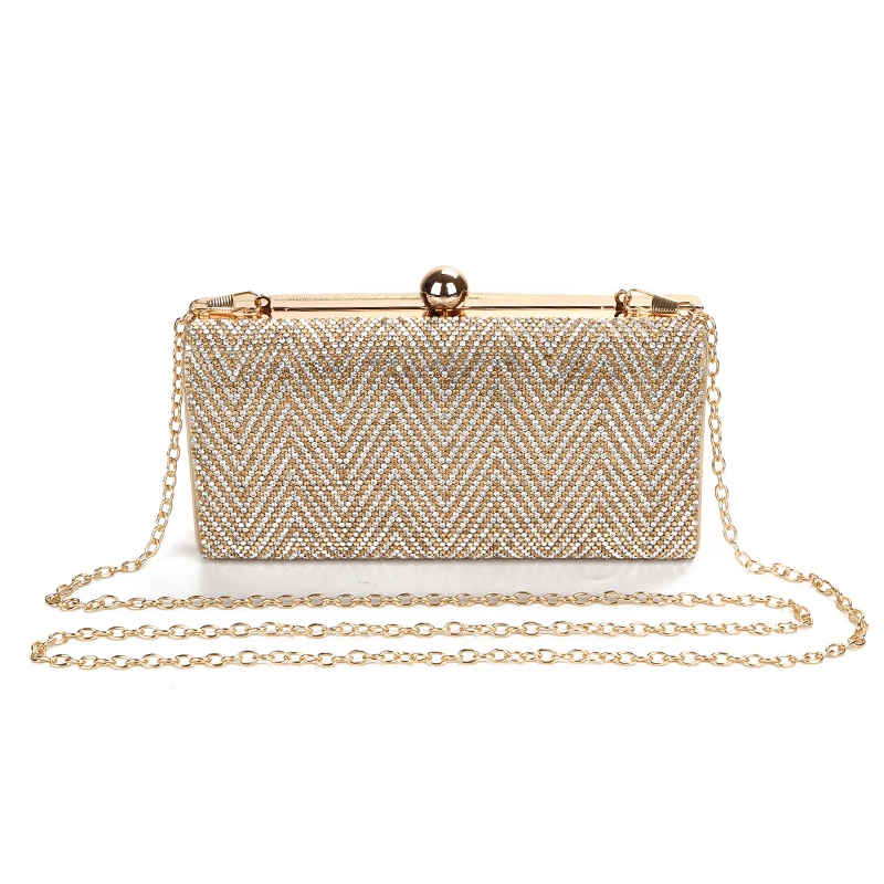 YNSSK Bling Rhinestone Stripe Clutch Bag Front View