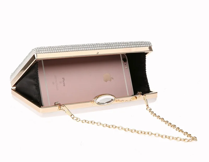 YNSSK Silver Glitter Box Clutch Bag Inside View