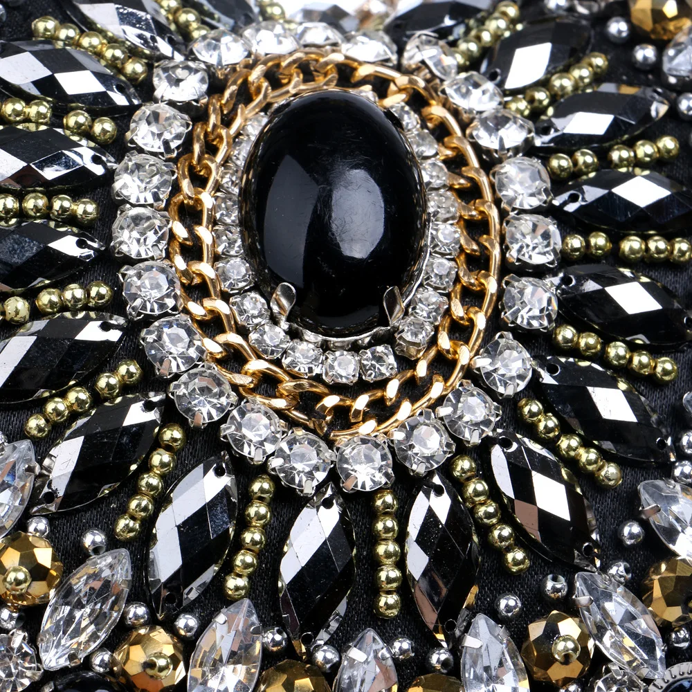 YNSSK Black Clutch Bag with Gold Chain Enlarged Detail