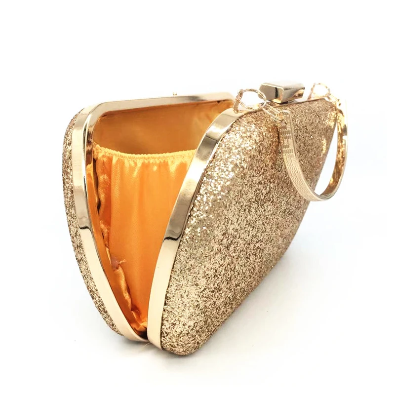 YNSSK Gold Sequin Clutch Bag Side View