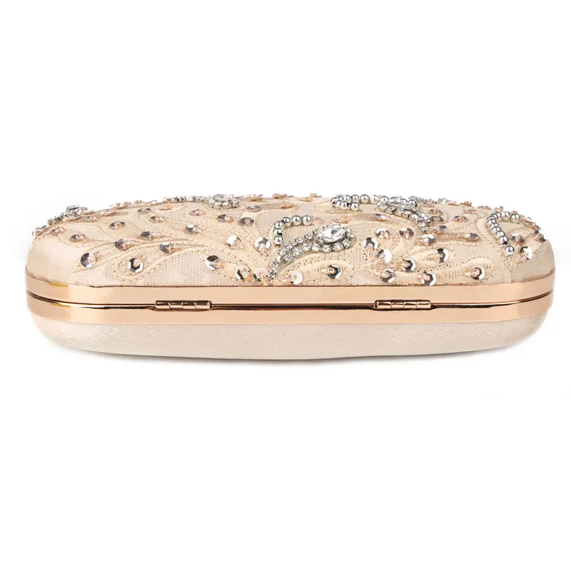 Bottom View of YNSSK Embroidered Rhinestone Evening Bag