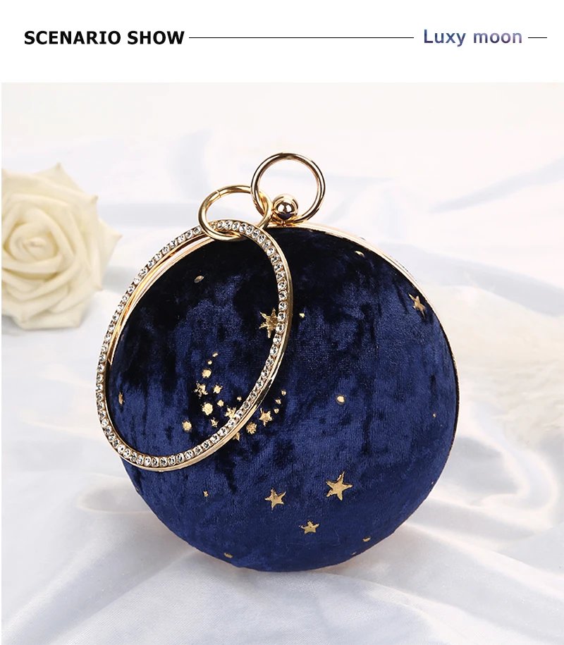 YNSSK Round Navy Star Evening Bag Front View