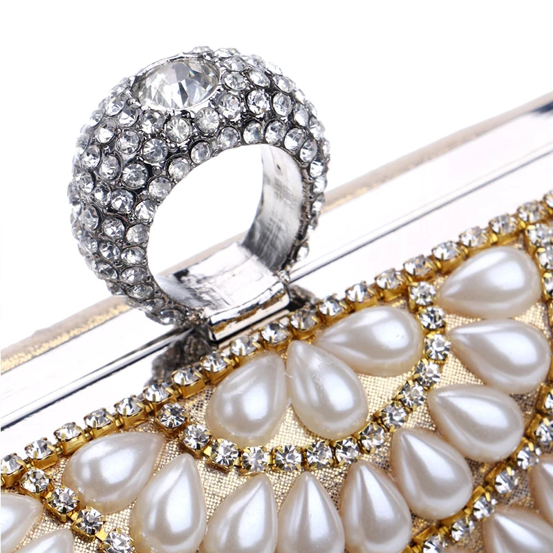 YNSSK Tassel Gold Rhinestone Clutch Bag Snap Detail View