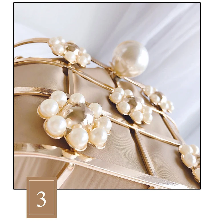 YNSSK Floral Metal Case Basket Apricot Clutch Bag Surface View