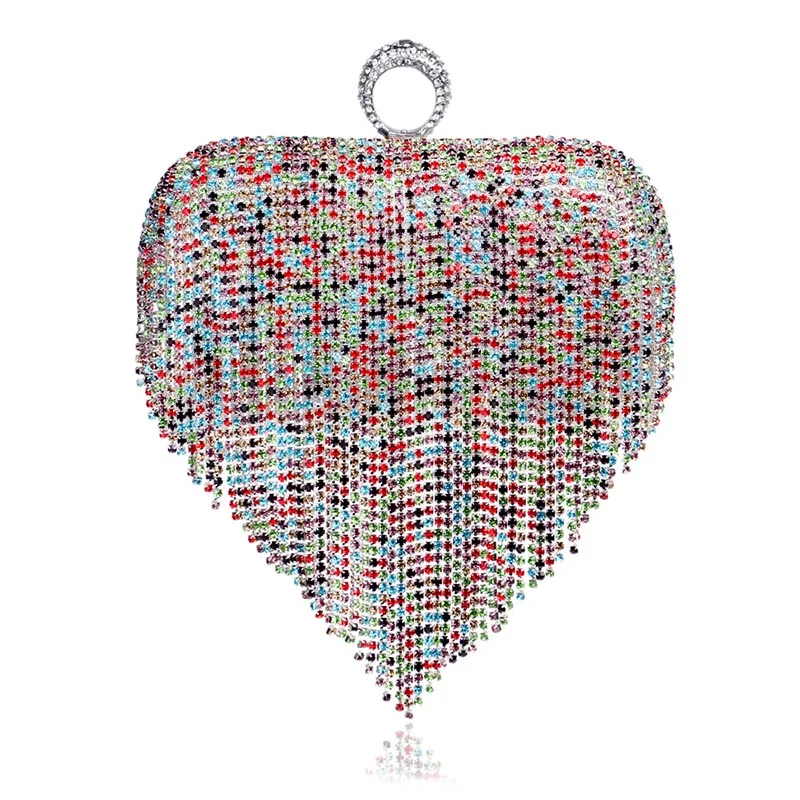 YNSSK Colorful Tassel Clutch Evening Bags Front View