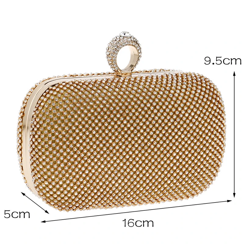 Dimensions of YNSSK Rhinestone Ring Evening Bag
