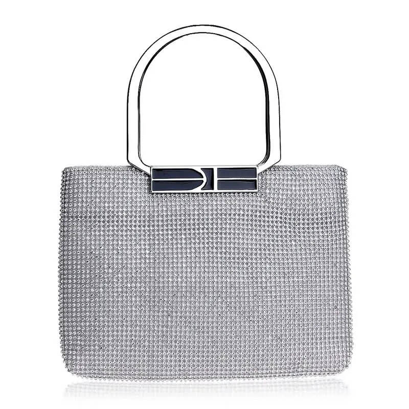YNSSK Large Silver Evening Clutch Bags Front View
