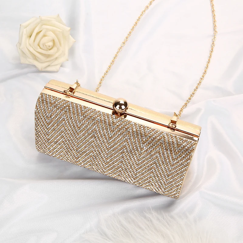 YNSSK Bling Rhinestone Stripe Clutch Bag Top View