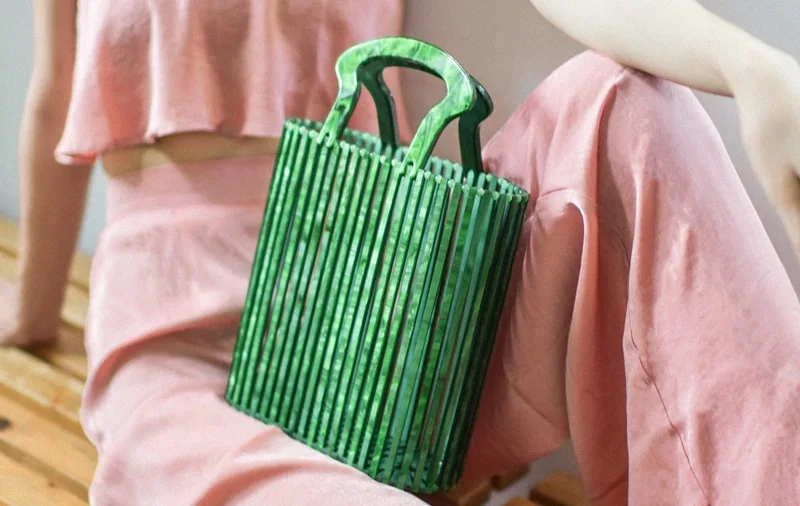 YNSSK Hollow Out Green Acrylic Clutch Model Display