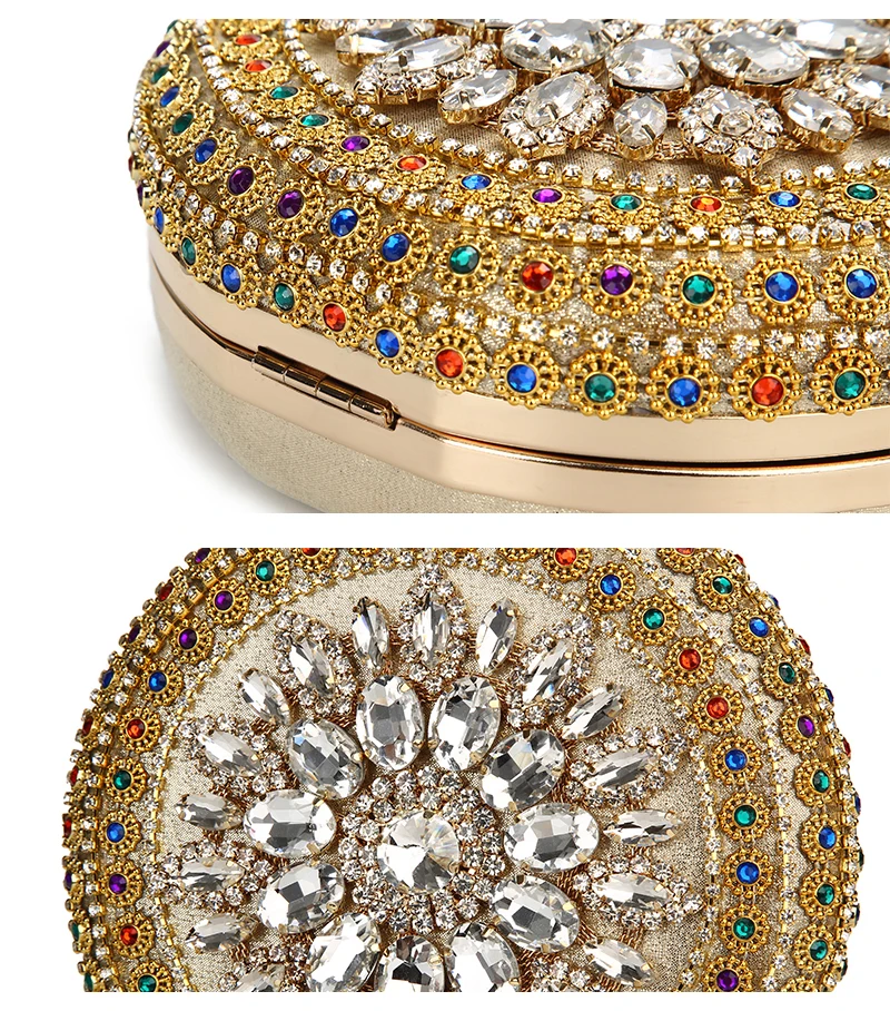 Rhinestone Detail on YNSSK Round Rhinestone Evening Bag