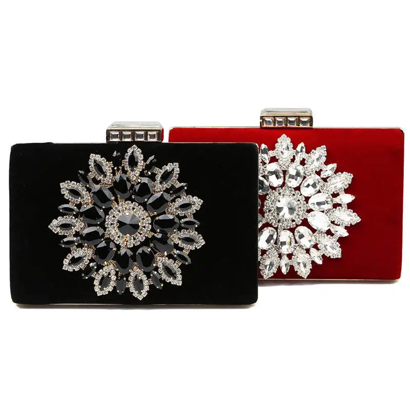 YNSSK Sparkling Floral Velvet Clutch Bag Available