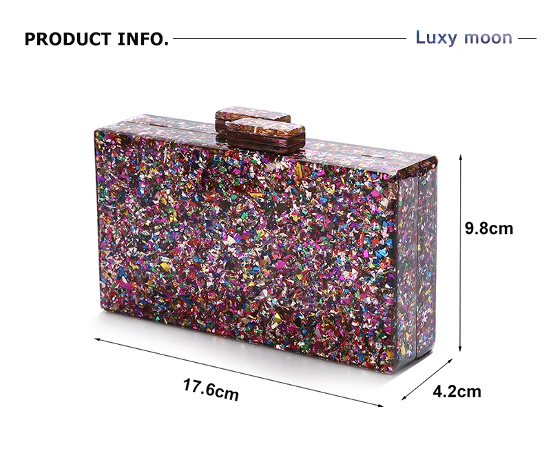 YNSSK Multicolor Sequin Acrylic Clutch Size