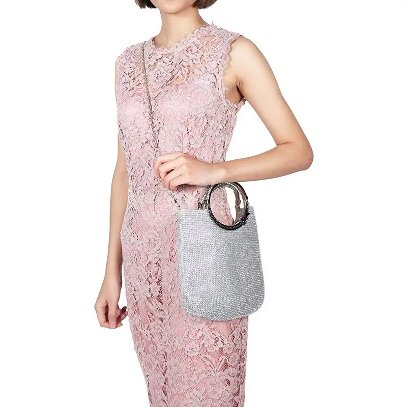 YNSSK Large Silver Clutch Bag Model Display