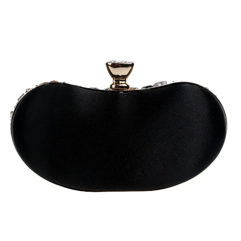 YNSSK Silver Black Crystal Metal Decorative Clutch Bag Back View