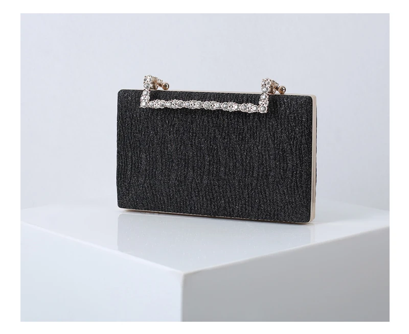 YNSSK Red Velvet Evening Bag Black Color Front View