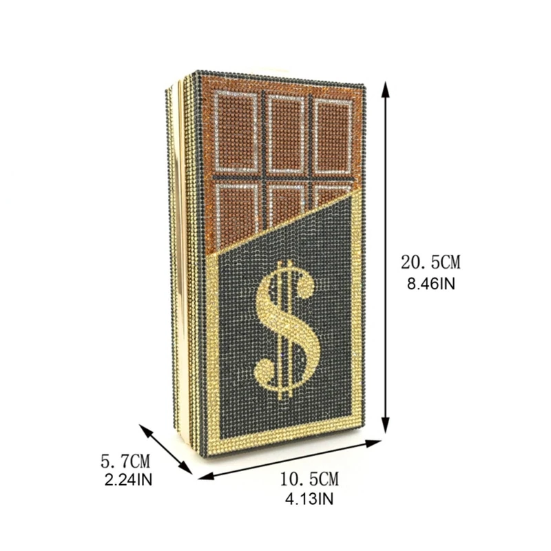 Dimensions of YNSSK Dollar Chocolate Shaped Evening Bag