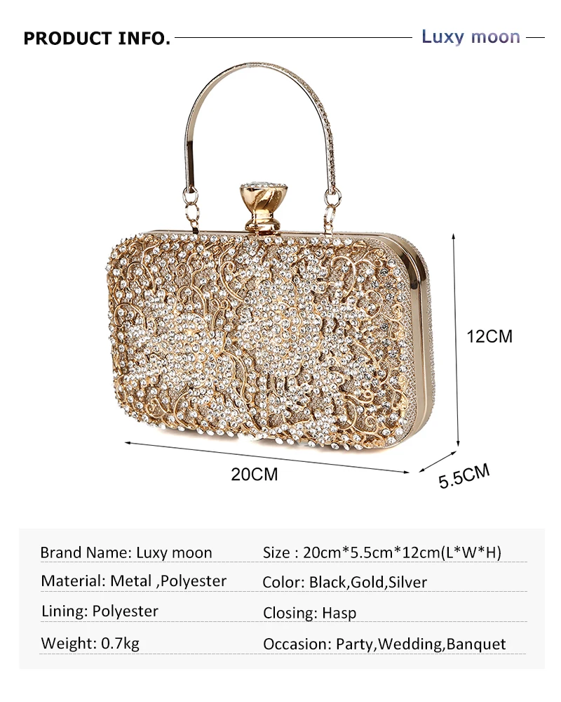Size Infographic for YNSSK Celebrity Evening Bags