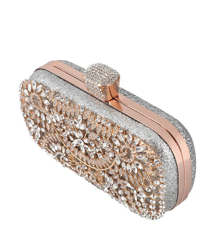 YNSSK Metallic Silver Clutch Bags Top View