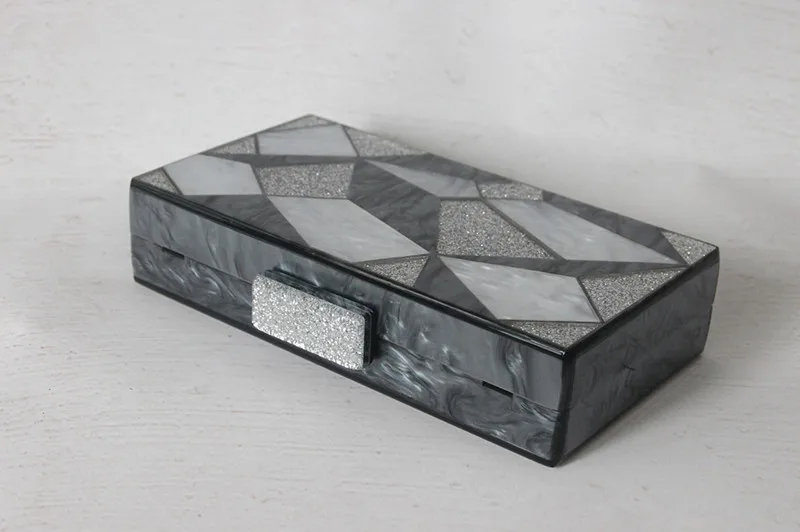 YNSSK Silver Grey Clutch Evening Bag Top View