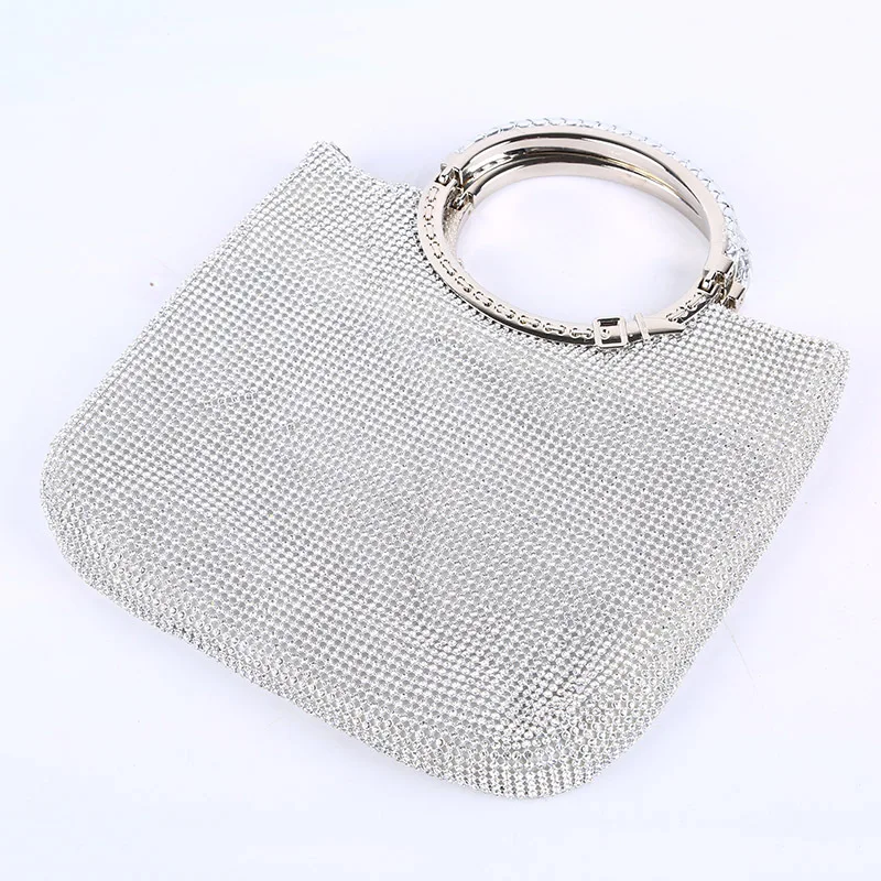 YNSSK Large Silver Clutch Bag Front View
