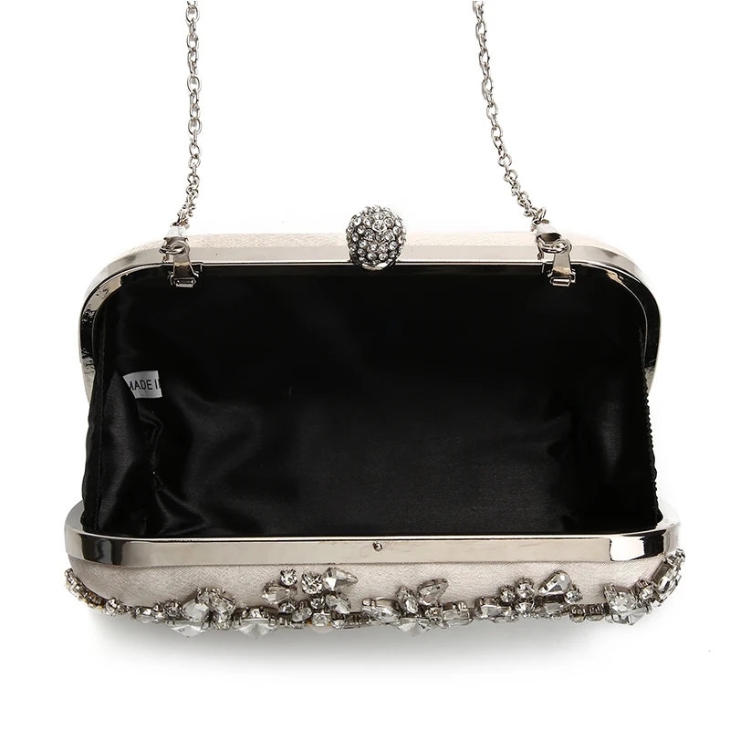 YNSSK Apricot Satin Clutches Evening Bags Inside View