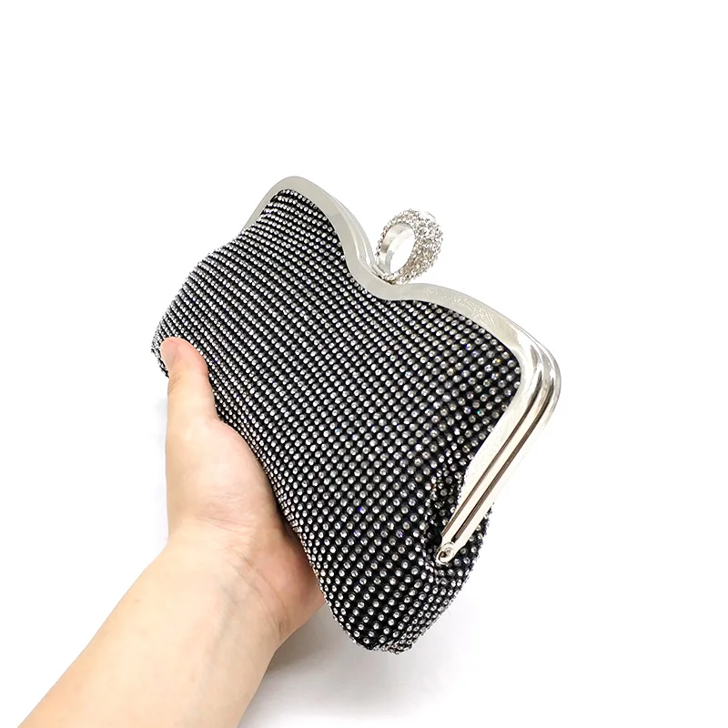 YNSSK Clutch Purse for Wedding Black in hand
