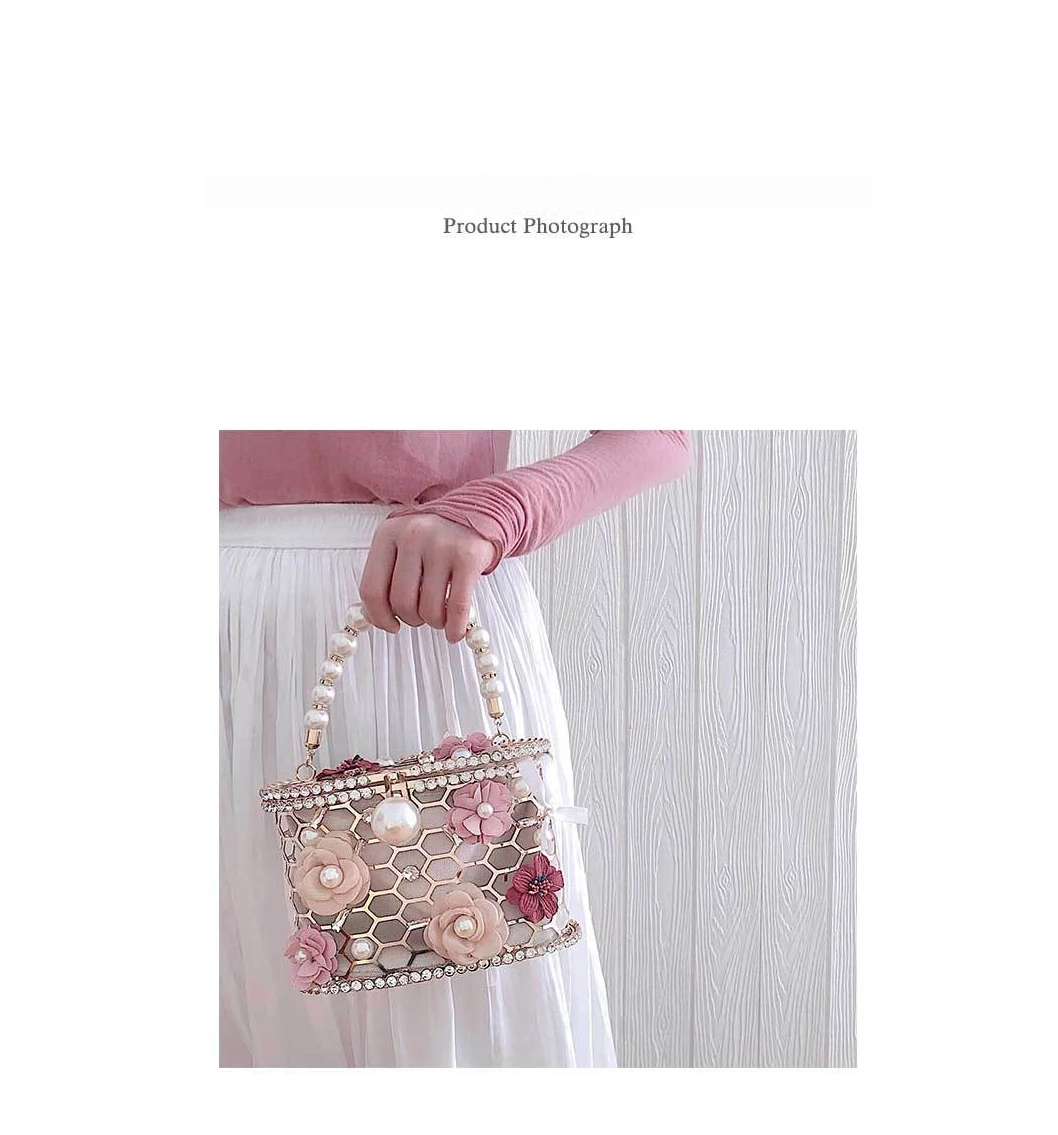 YNSSK Floral Metal Case Basket Clutch Bag Model Display