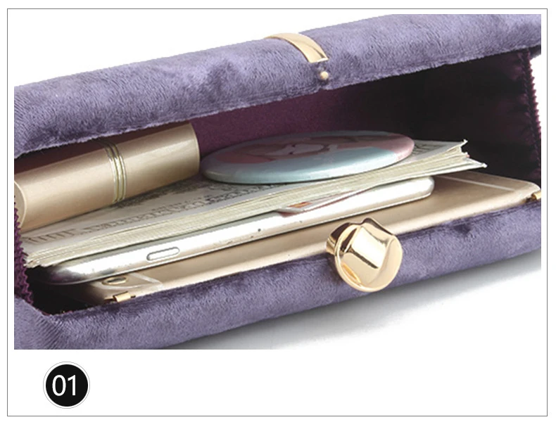 YNSSK Purple Velour Clutch Bag Top View