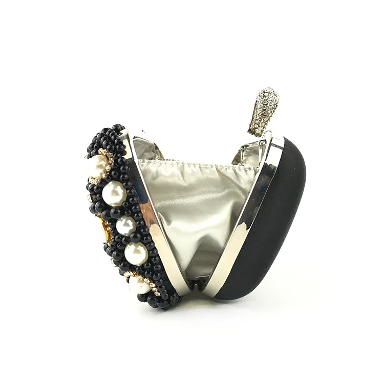 YNSSK Black Beads Evening Crossbody Bag Side View