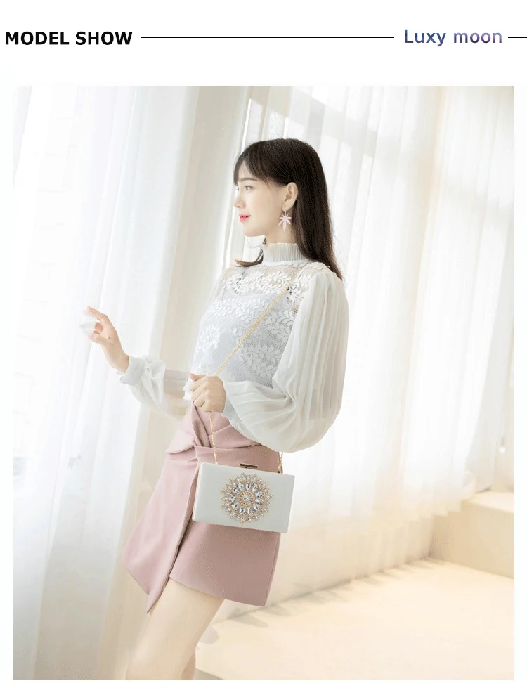Model showing the YNSSK Luxury Rhinestone Evening Bag