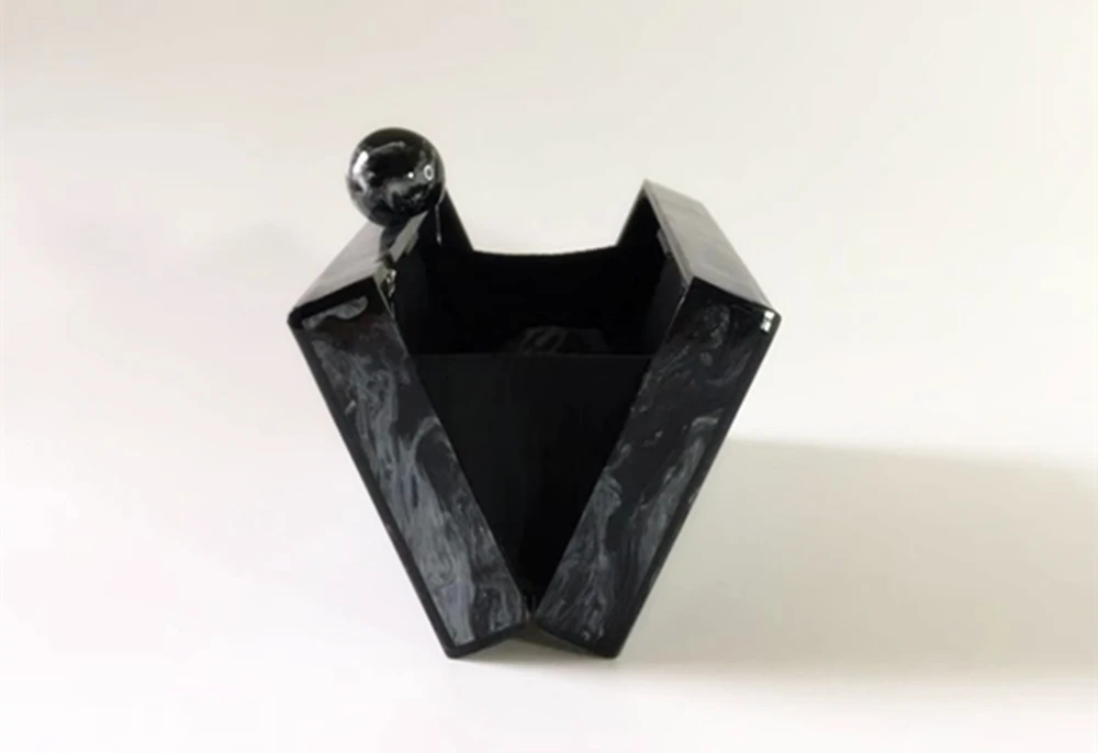 YNSSK Small Acrylic Black Purse For Wedding Inside View