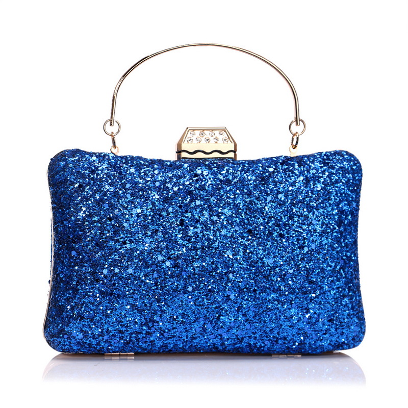 YNSSK Blue Sequin Clutch Front View
