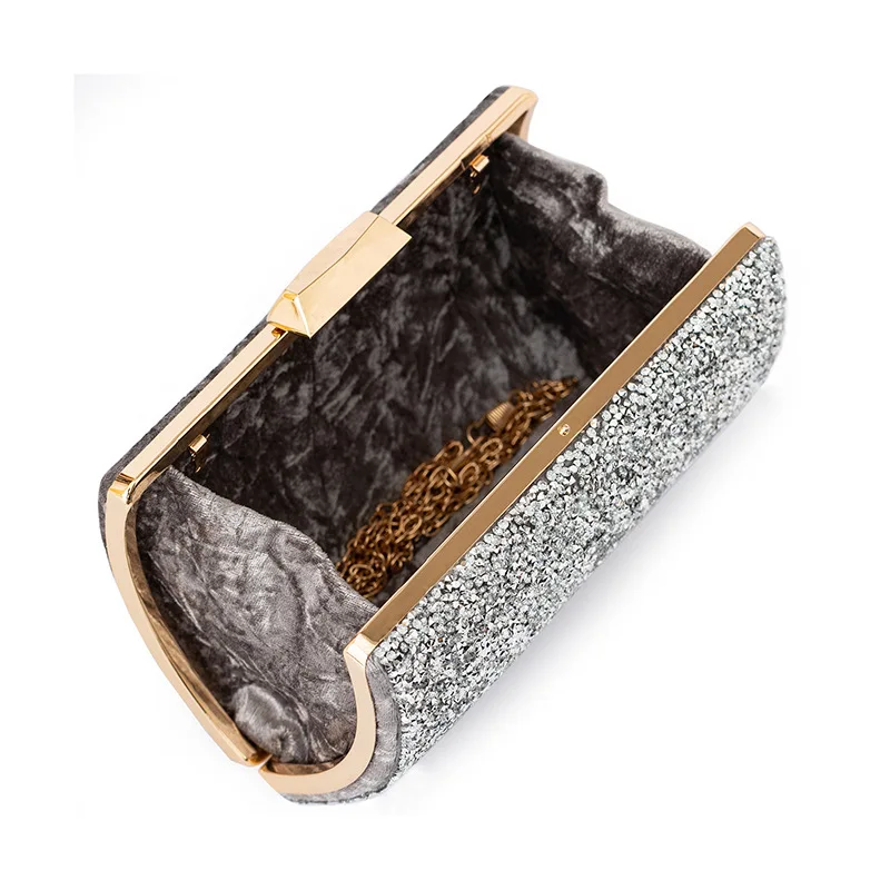 YNSSK Silver Sequin Clutch Bag Inside View