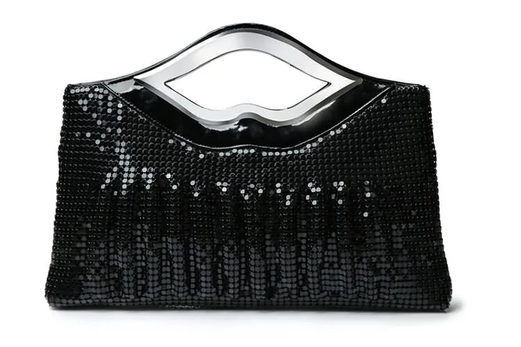 YNSSK Black Clutch Bag With Handle Front View