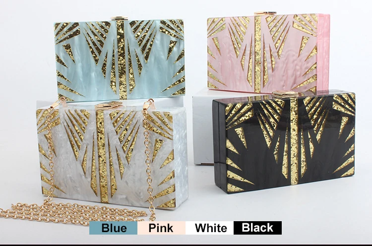 YNSSK Acrylic Box Glitter Clutch Purse Available Colors