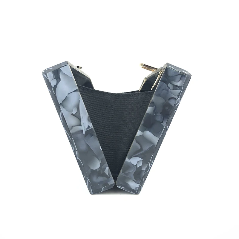 YNSSK Black Bride Acrylic Box Clutch Inside View