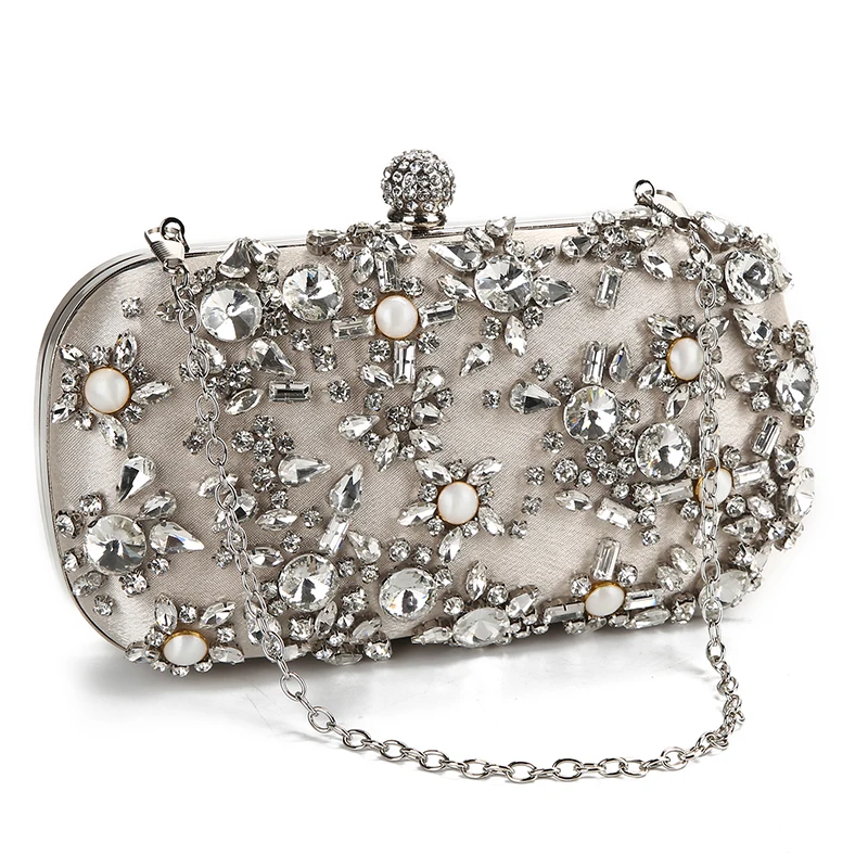 YNSSK Apricot Satin Clutches Evening Bags Side View