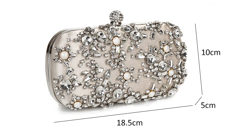 YNSSK Apricot Satin Clutches Evening Bags Size