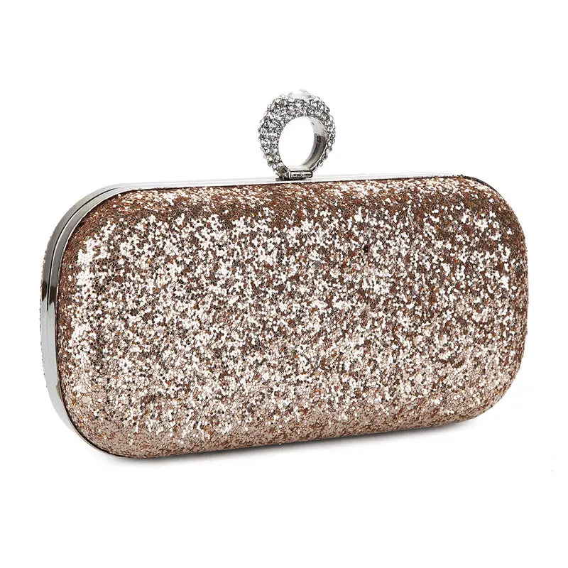 YNSSK Champagne Sequin Clutch Bag Side View