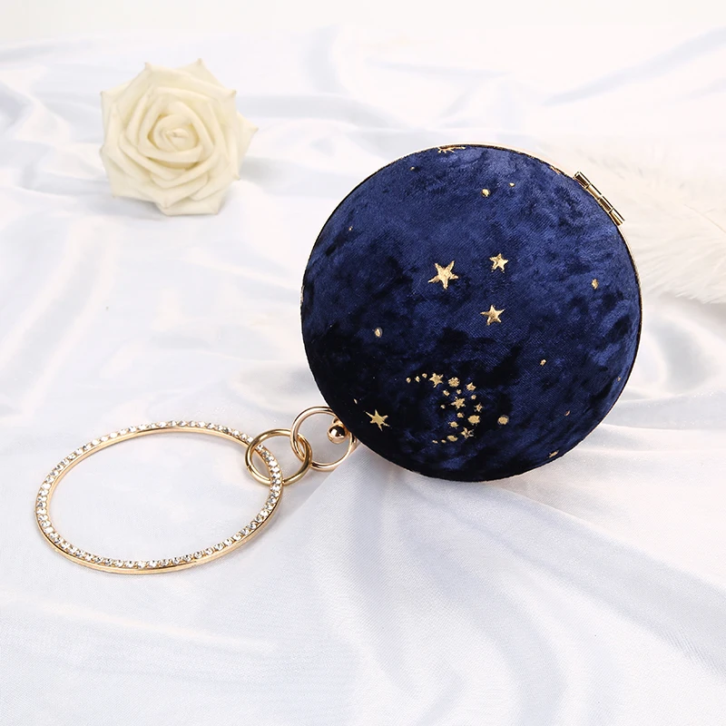 YNSSK Round Navy Star Evening Bag Side View