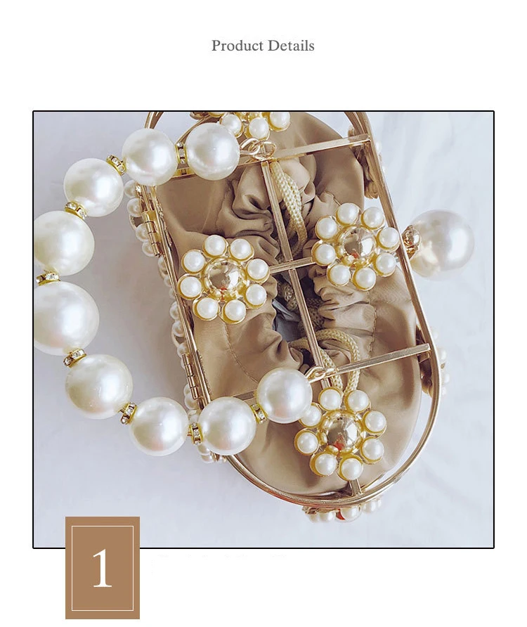 YNSSK Floral Metal Case Basket Apricot Clutch Bag Top View