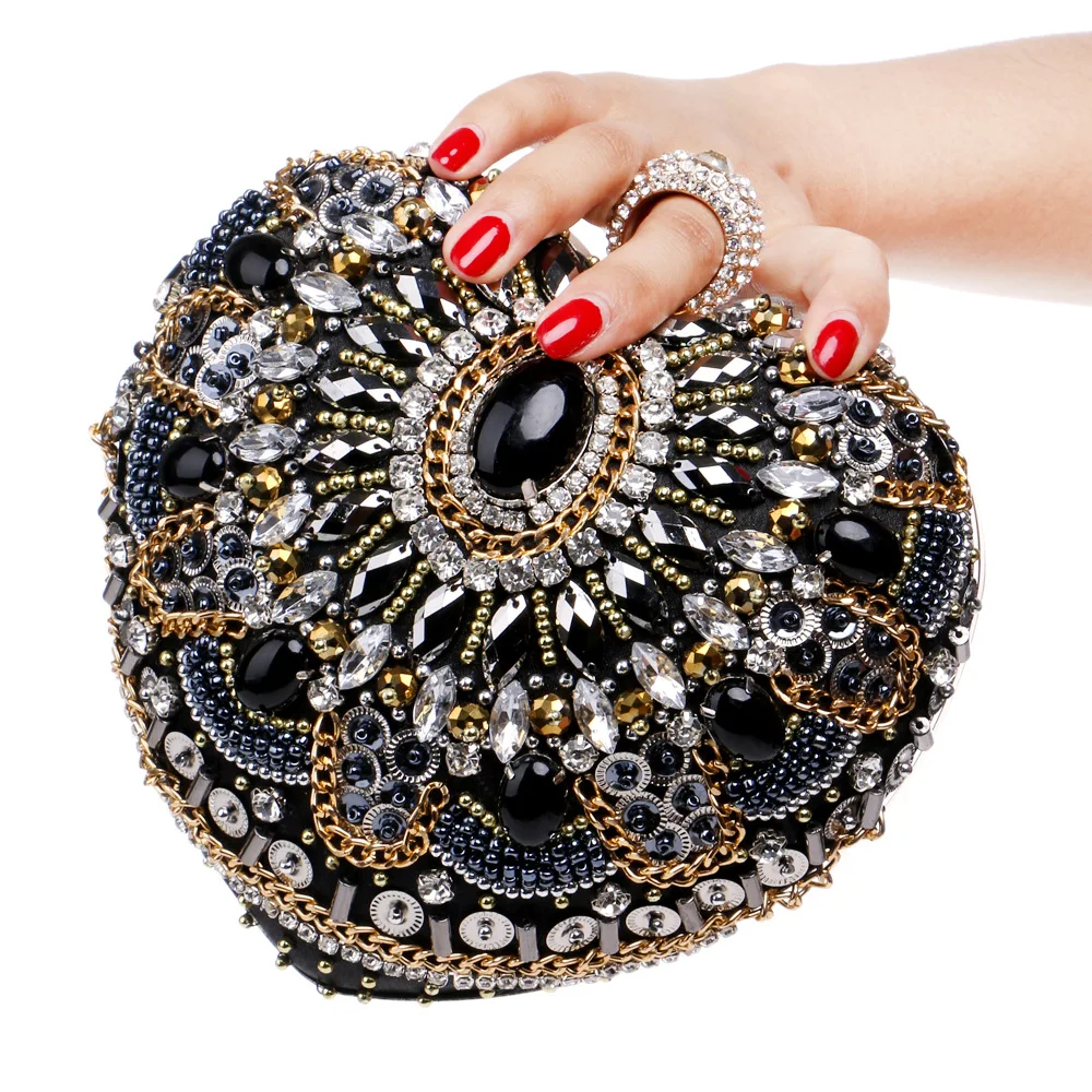 YNSSK Black Clutch Bag with Gold Chain Front View