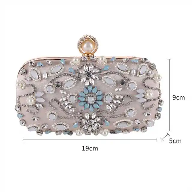 YNSSK Champagne Rhinestone Glitter Clutch Size